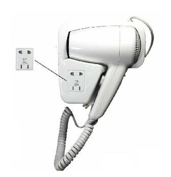 Asciugacapelli da parete 1200W con doppio comando Phon hotel B&B 2 velocita - immagine 2