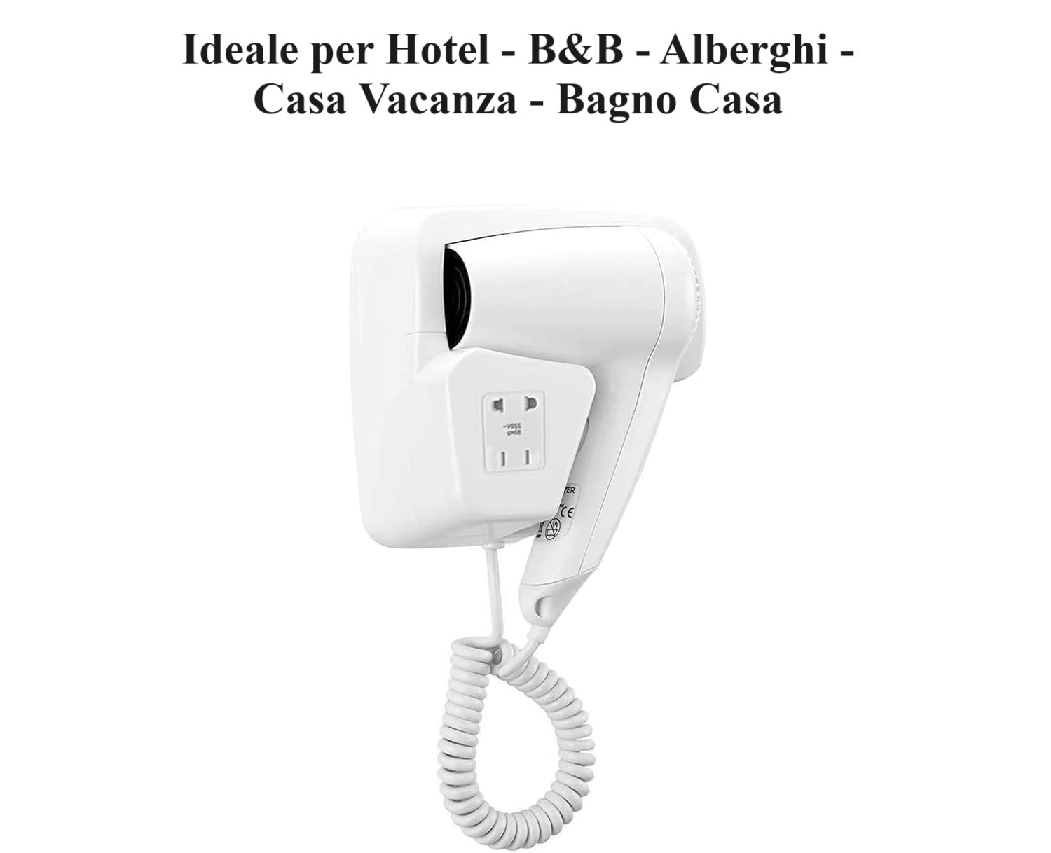 Asciugacapelli da parete 1200W con doppio comando Phon hotel B&B 2 velocita - immagine 7