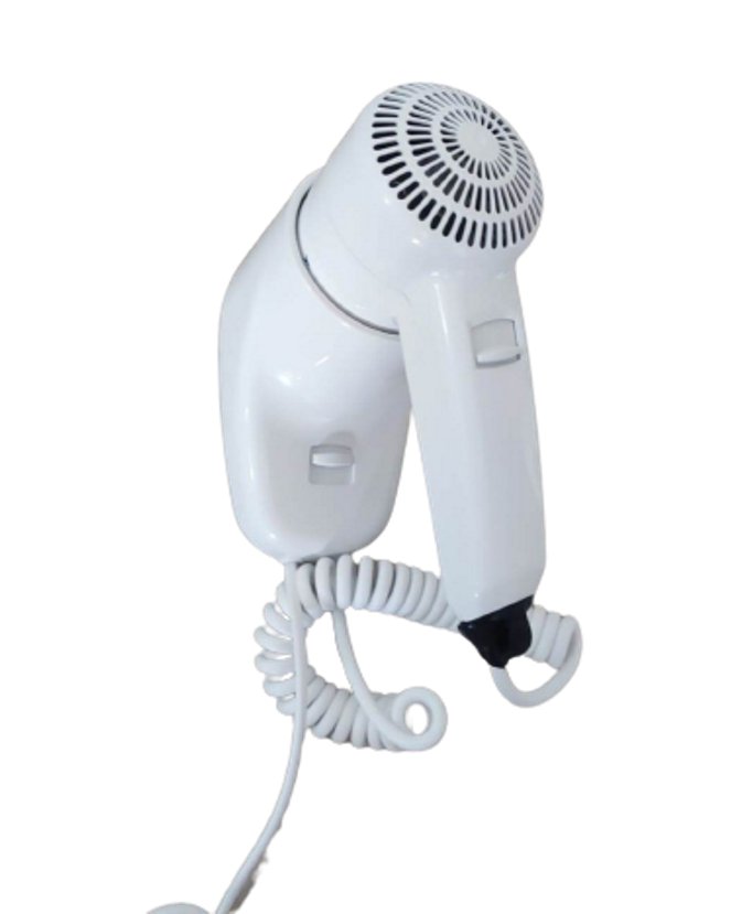 Asciugacapelli a pistola da parete 1200W con pulsante sicurezza Hotel e B&B