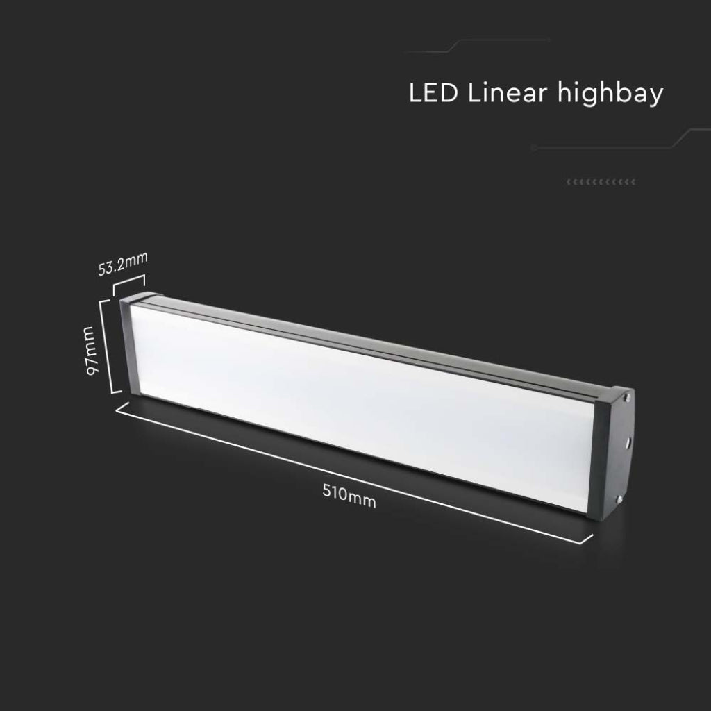 Campana LED industriale lineare 100W 6500K IP65 nera per capannoni e magazzini