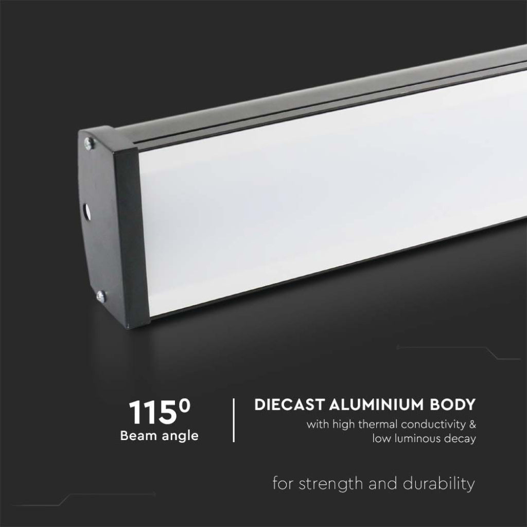 Campana LED industriale lineare 100W 6500K IP65 nera per capannoni e magazzini