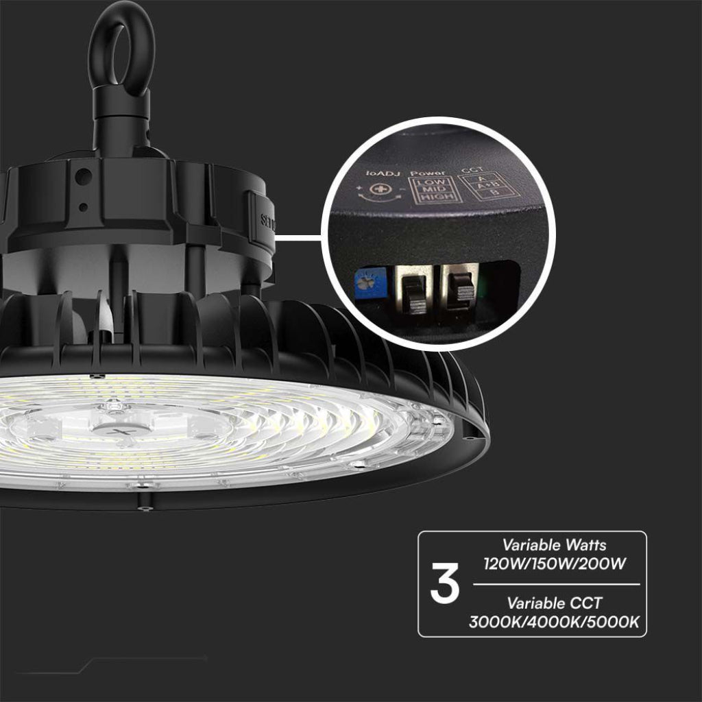 Campana LED industriale UFO 200W IP65 CCT 3 in 1 160 lm/W - luce selezionabile
