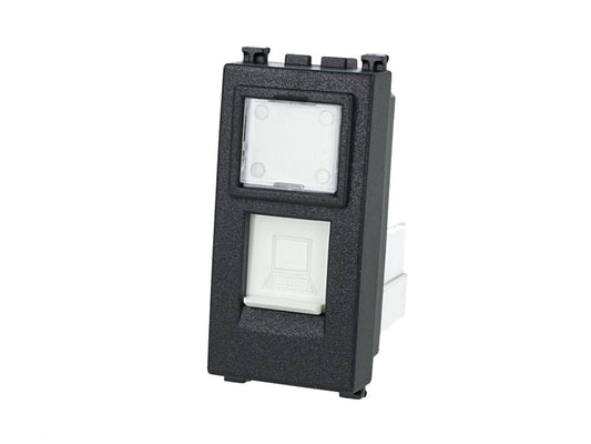 Presa dati RJ45 Cat 5e UTP compatibile con Vimar Arke - Nero - modulo da incasso per supporto e placca compatibile