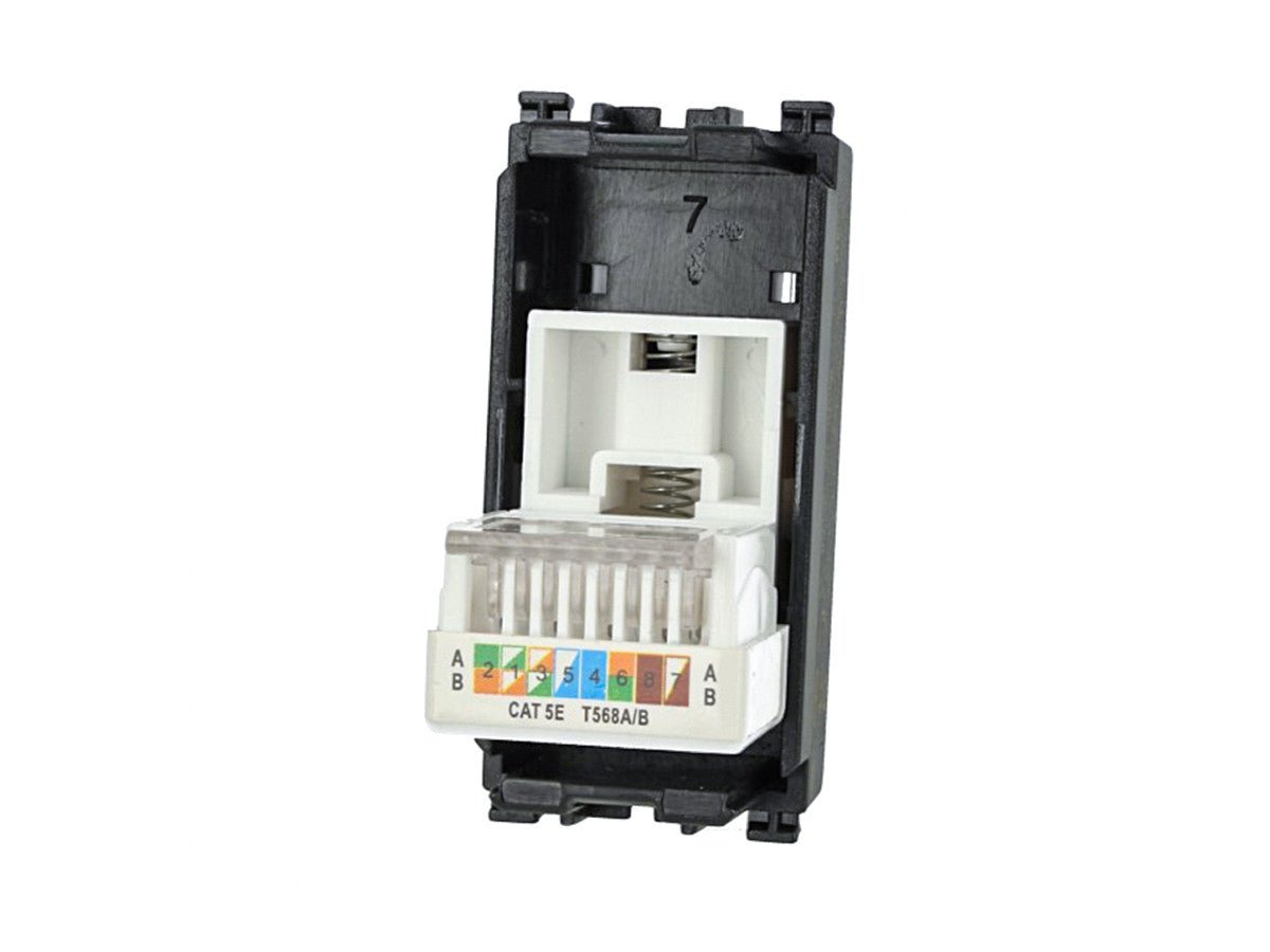 Presa dati RJ45 Cat 5e UTP compatibile con Vimar Arke - Nero - modulo da incasso per supporto e placca compatibile