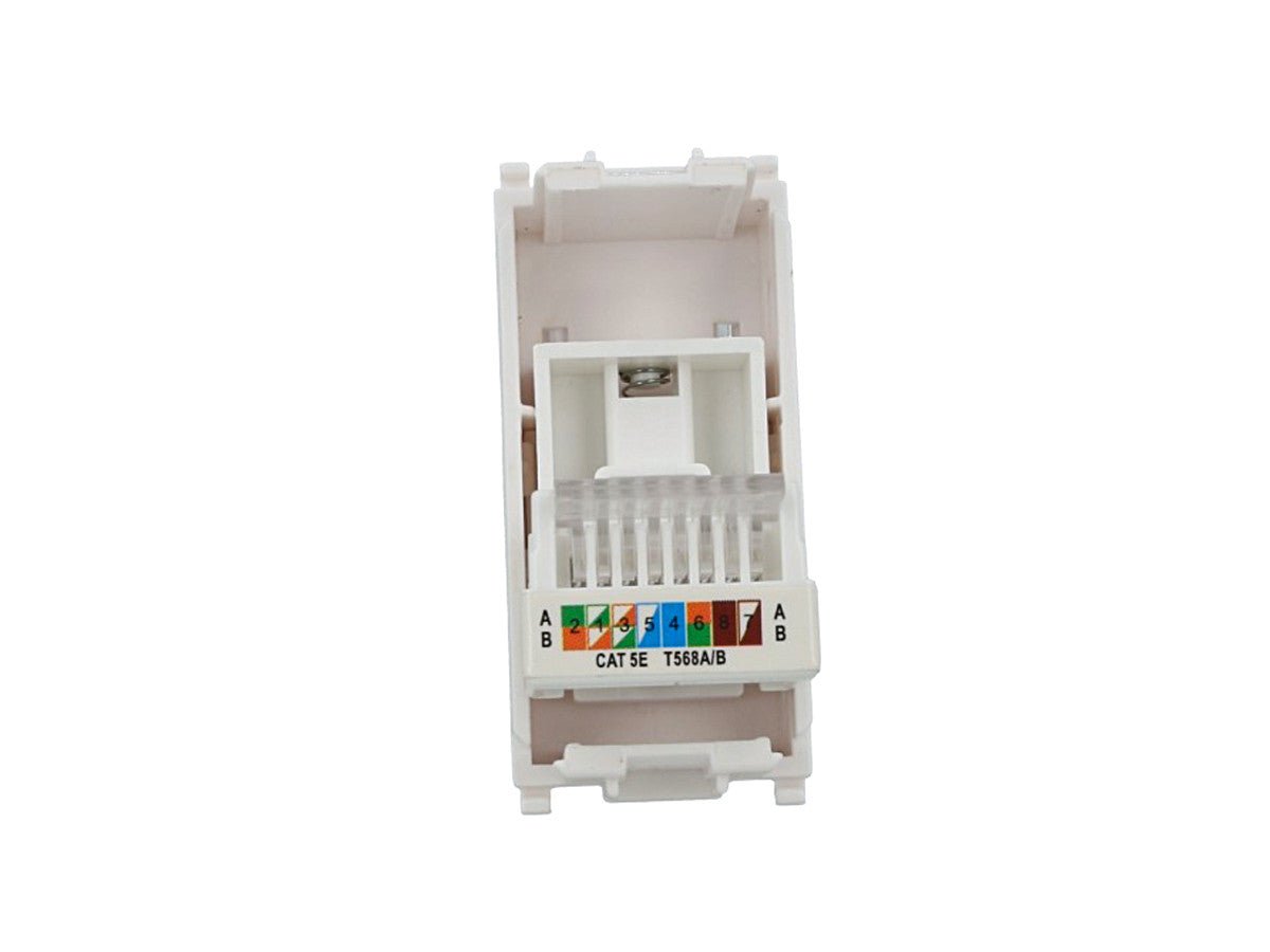 Presa dati RJ45 Cat 5e UTP compatibile con Vimar Plana - Bianco - modulo da incasso per supporto e placca compatibile