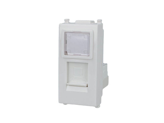 Presa dati RJ45 Cat 5e UTP compatibile con Vimar Plana - Bianco - modulo da incasso per supporto e placca compatibile