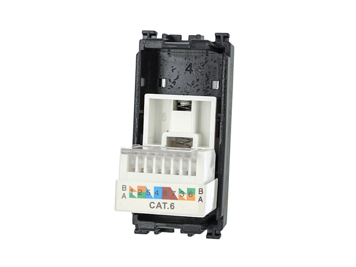 Presa dati RJ45 Cat 6 UTP compatibile con Vimar Arke - Nero - modulo da incasso per supporto e placca compatibile