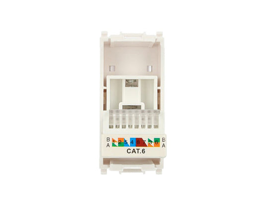 Presa dati RJ45 Cat 6 UTP compatibile con Vimar Plana - Bianco - modulo da incasso per supporto e placca compatibile