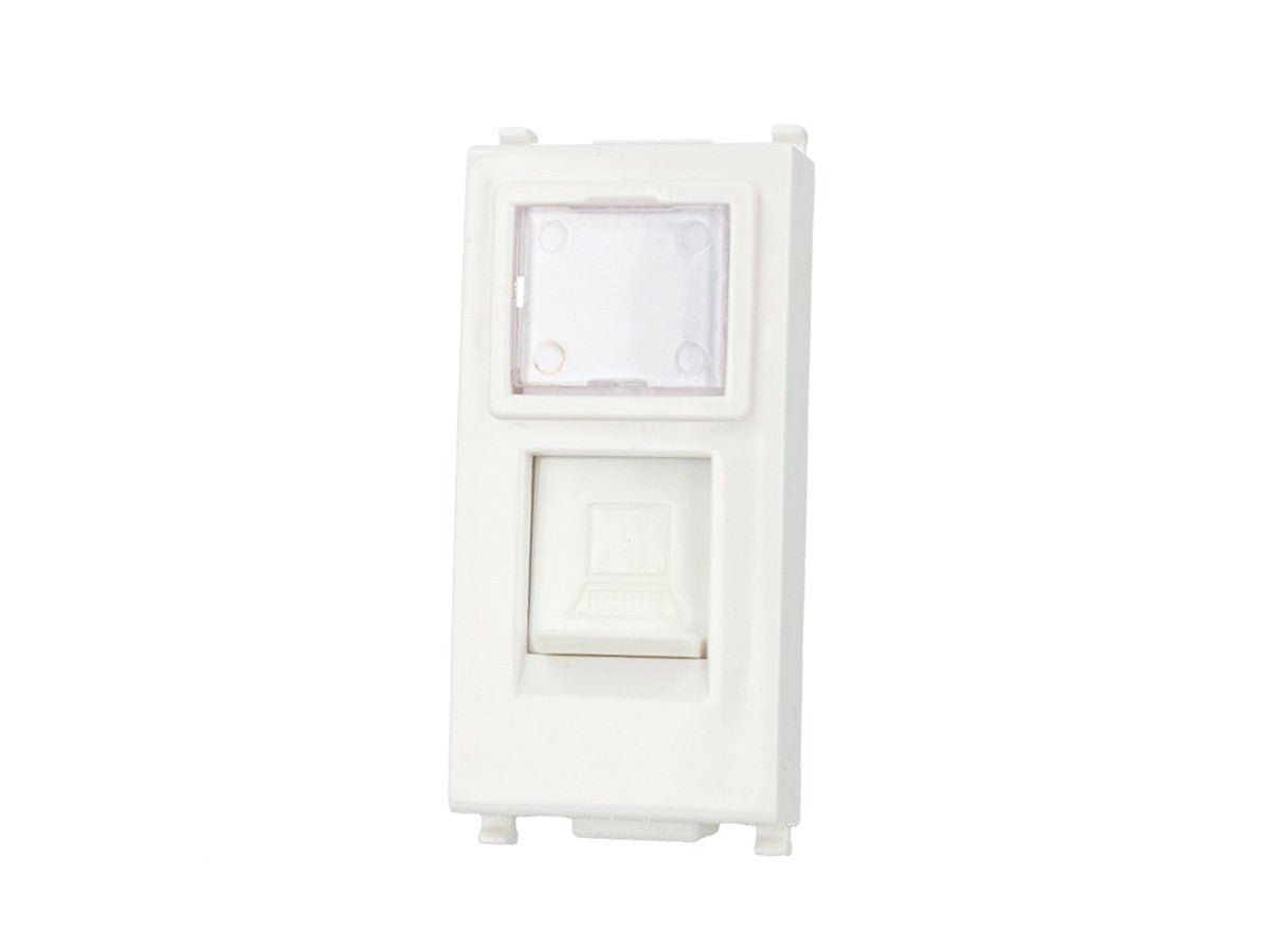 Presa dati RJ45 Cat 6 UTP compatibile con Vimar Plana - Bianco - modulo da incasso per supporto e placca compatibile