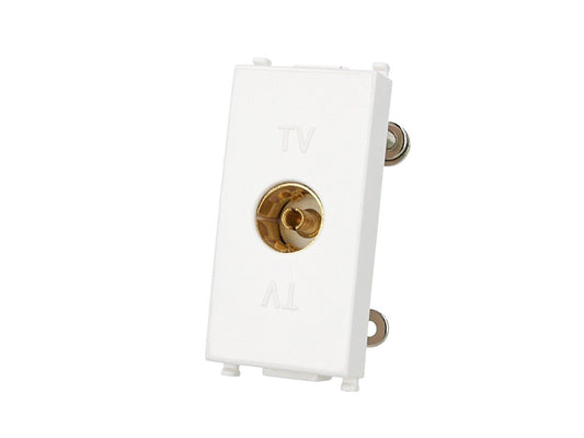 Presa TV tipo F femmina compatibile con Vimar Plana - Bianco - modulo da incasso per supporto e placca compatibile