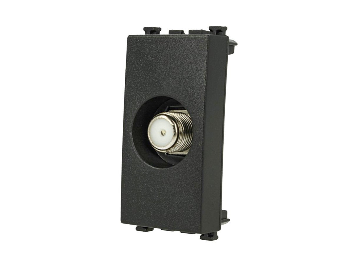 Presa TV SAT tipo F femmina compatibile con Vimar Arke - Nero - modulo da incasso per supporto e placca compatibile