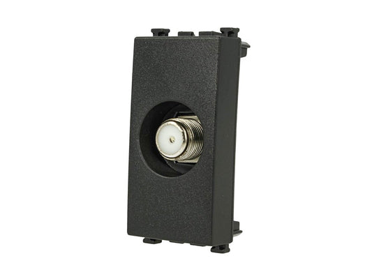 Presa TV SAT tipo F femmina compatibile con Vimar Arke - Nero - modulo da incasso per supporto e placca compatibile