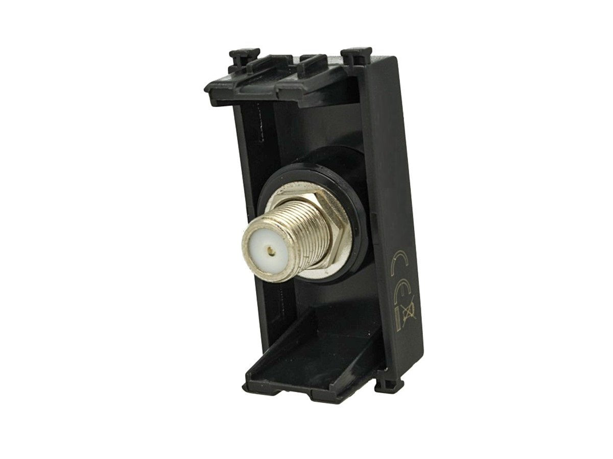 Presa TV SAT tipo F femmina compatibile con Vimar Arke - Nero - modulo da incasso per supporto e placca compatibile