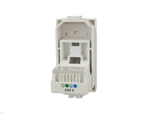 Presa telefonica RJ11 compatibile con BTicino Matix - Bianco - modulo da incasso per supporto e placca compatibile
