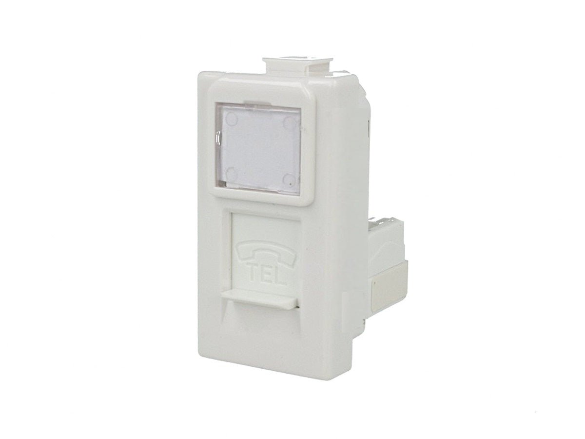 Presa telefonica RJ11 compatibile con BTicino Matix - Bianco - modulo da incasso per supporto e placca compatibile