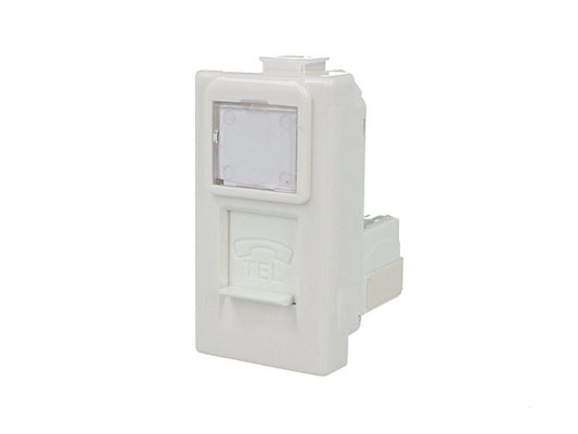 Presa telefonica RJ11 compatibile con BTicino Matix - Bianco - modulo da incasso per supporto e placca compatibile