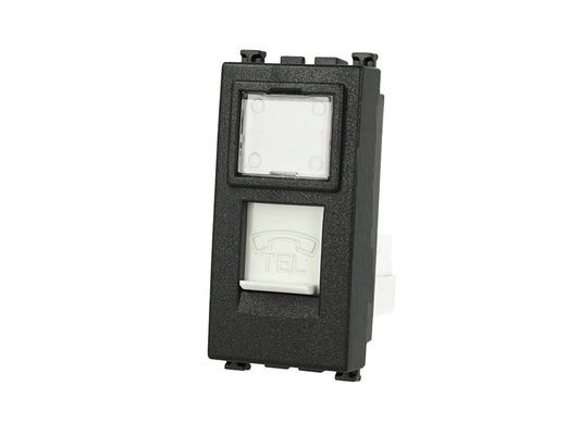 Presa telefonica RJ11 compatibile con Vimar Arke - Nero - modulo da incasso per supporto e placca compatibile