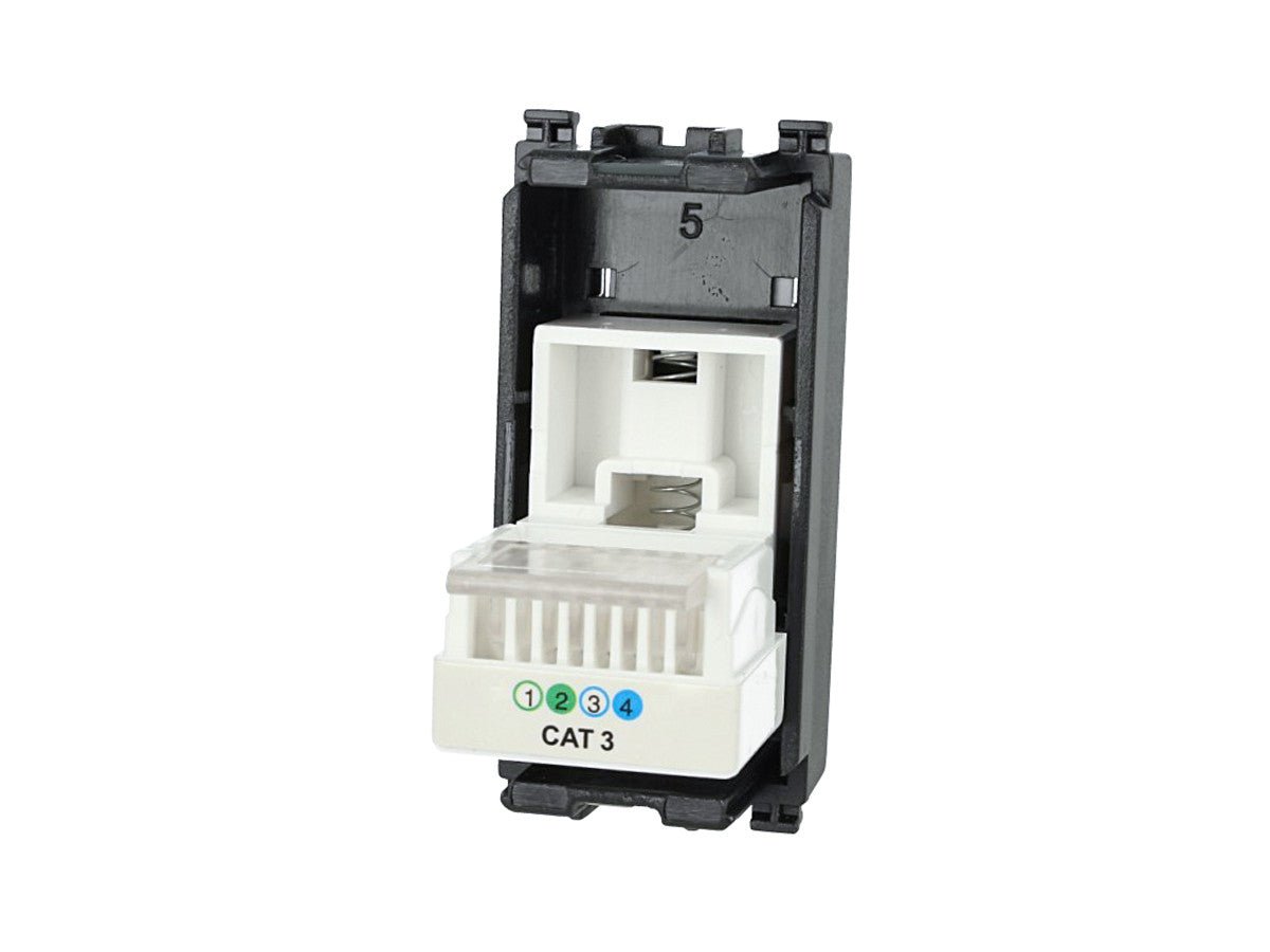 Presa telefonica RJ11 compatibile con Vimar Arke - Nero - modulo da incasso per supporto e placca compatibile