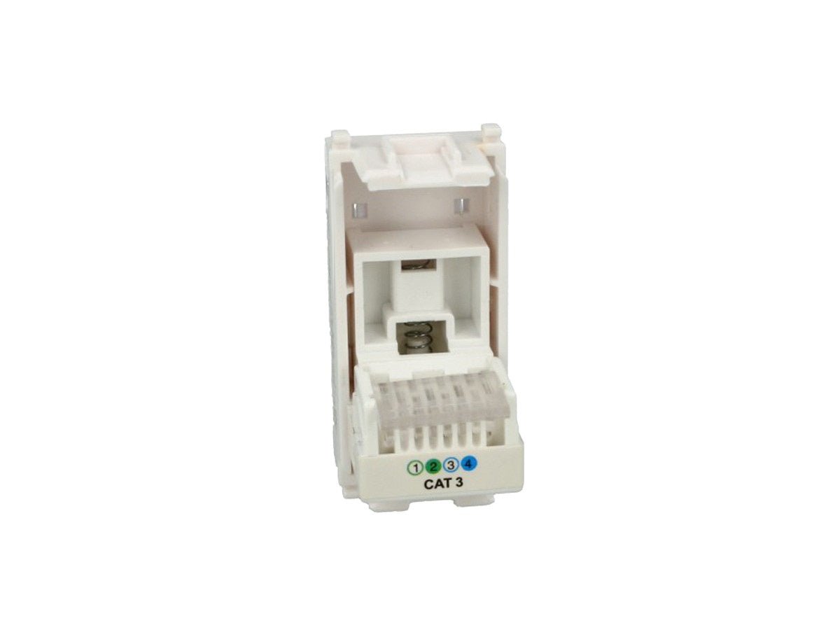 Presa telefonica RJ11 compatibile con Vimar Plana - Nero - modulo da incasso per supporto e placca compatibile