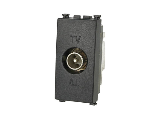 Presa TV passante maschio compatibile con Vimar Arke - Nero - modulo da incasso per supporto e placca compatibile