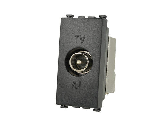 Presa TV terminale maschio compatibile con Vimar Arke - Nero - modulo da incasso per supporto e placca compatibile