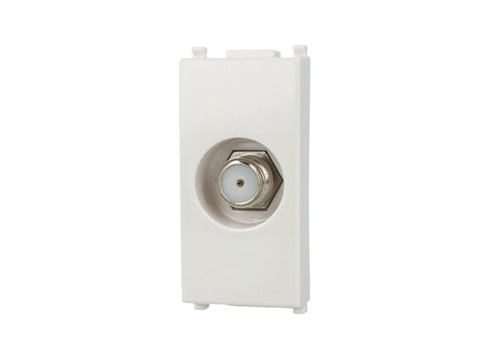 Presa TV SAT tipo F femmina compatibile con Vimar Arke - Bianco - modulo da incasso per supporto e placca compatibile