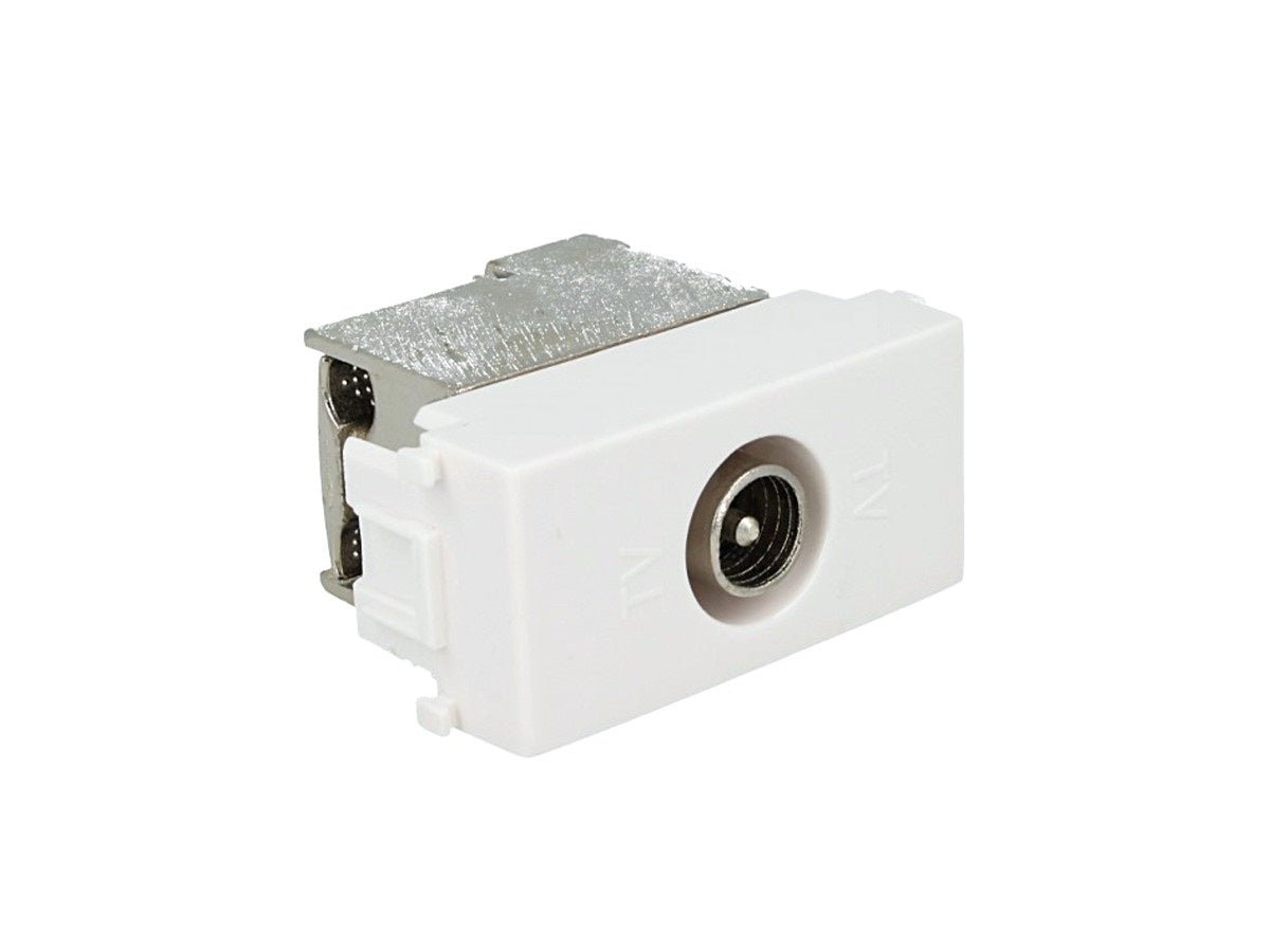 Presa TV terminale maschio compatibile con Vimar Plana - Bianco - modulo da incasso per supporto e placca compatibile