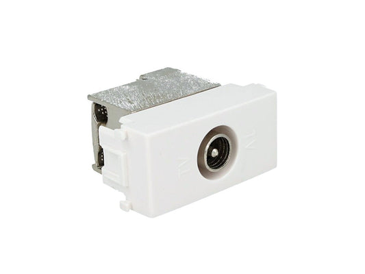 Presa TV terminale maschio compatibile con Vimar Plana - Bianco - modulo da incasso per supporto e placca compatibile