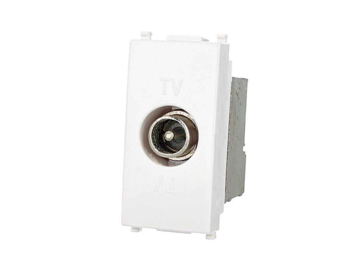 Presa TV terminale maschio compatibile con Vimar Plana - Bianco - modulo da incasso per supporto e placca compatibile