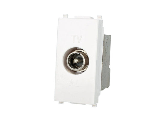 Presa TV terminale maschio compatibile con Vimar Arke - Bianco - modulo da incasso per supporto e placca compatibile