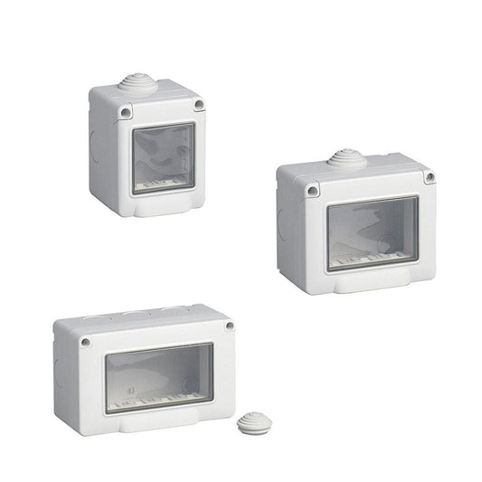 Custodia Idrobox IP55 con coperchio compatibile con Vimar Plana - 2, 3 o 4 posti