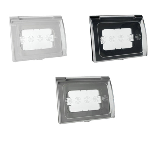 Custodia universale IP44 3 moduli con sportello per placca e frutti da incasso