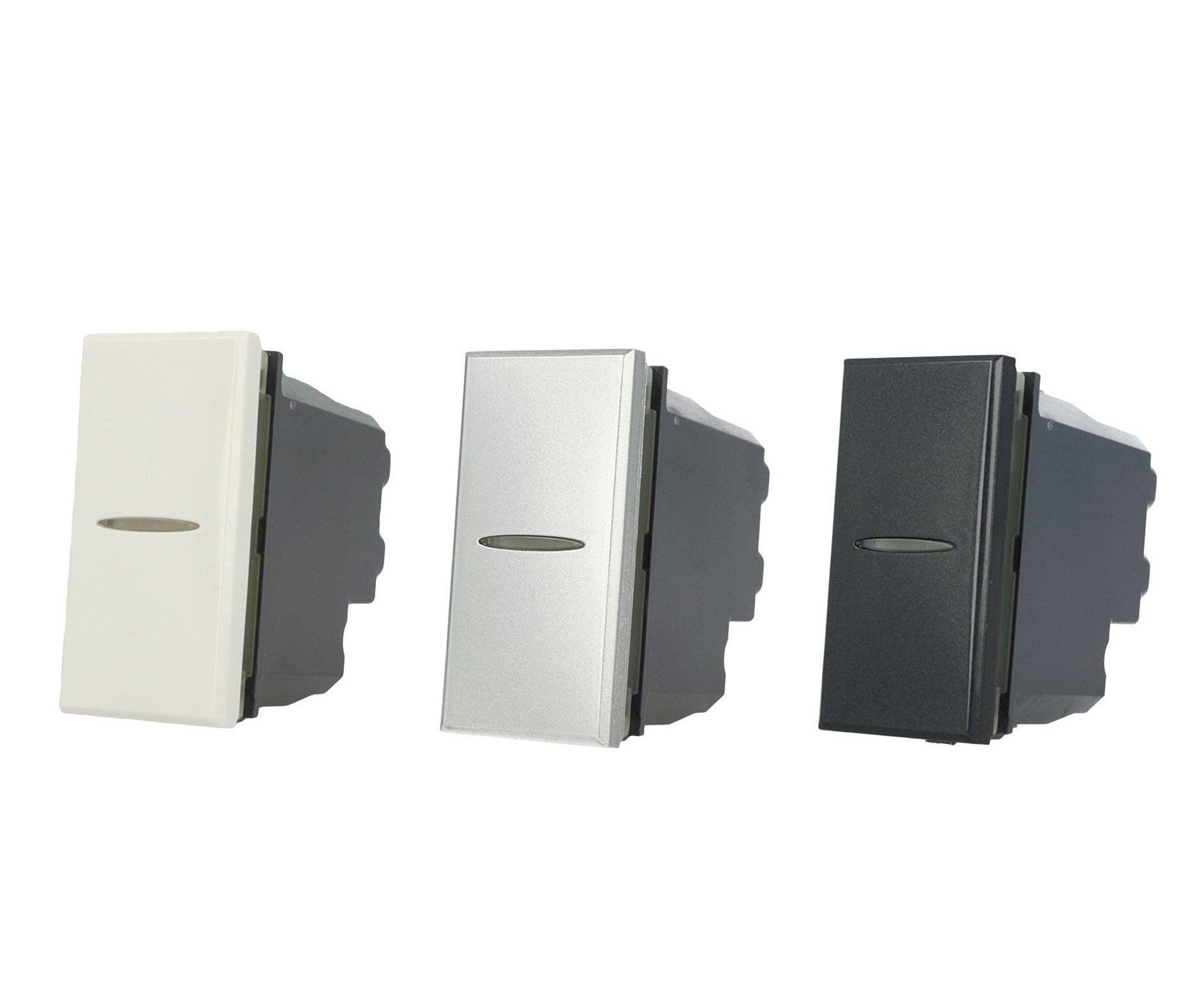 Deviatore assiale 1P compatibile con BTicino Axolute - modulo da incasso per supporto e placca compatibile