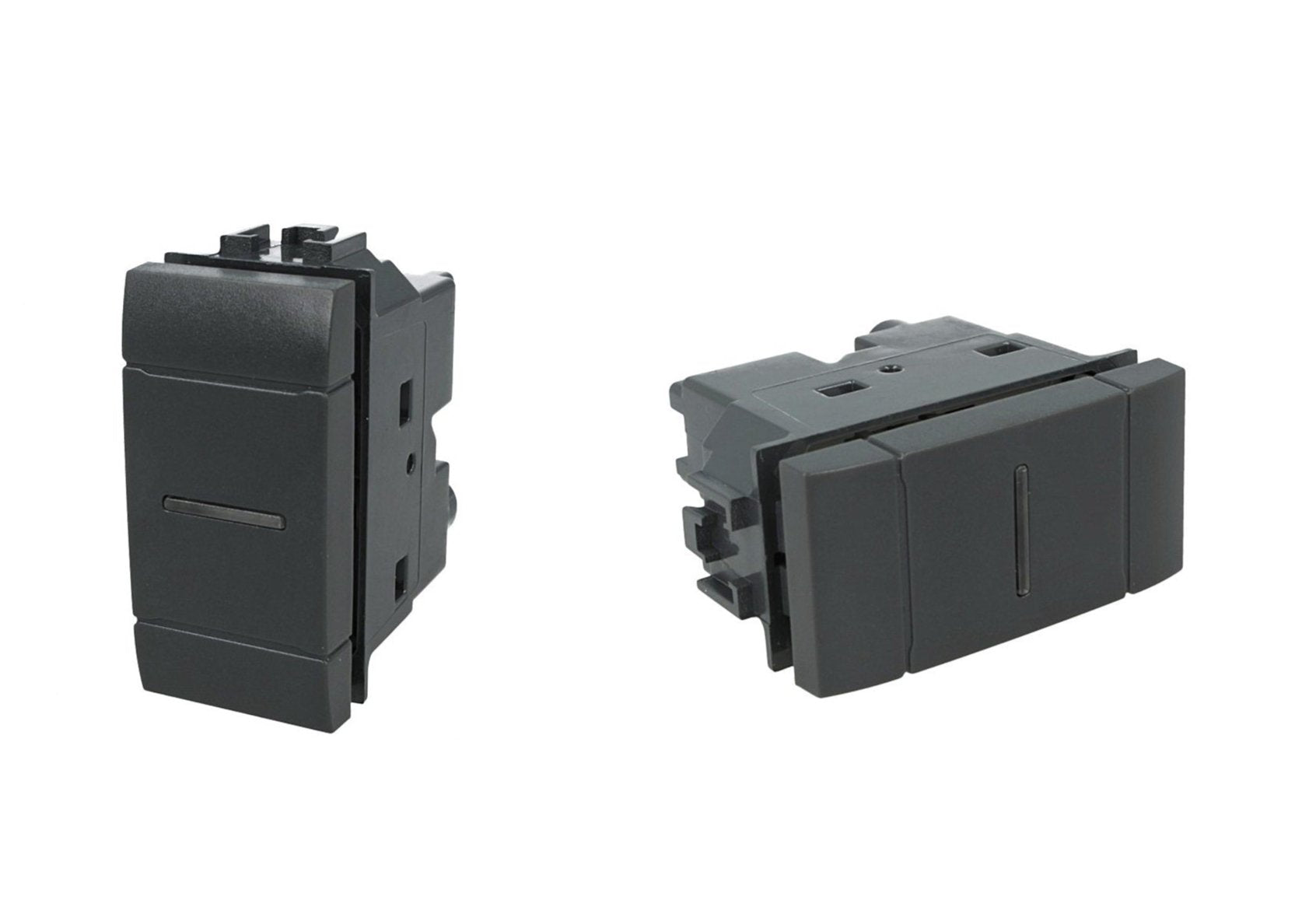 Deviatore assiale 1P 10A compatibile con BTicino Living Light e Living International - modulo da incasso per supporto e placca compatibile