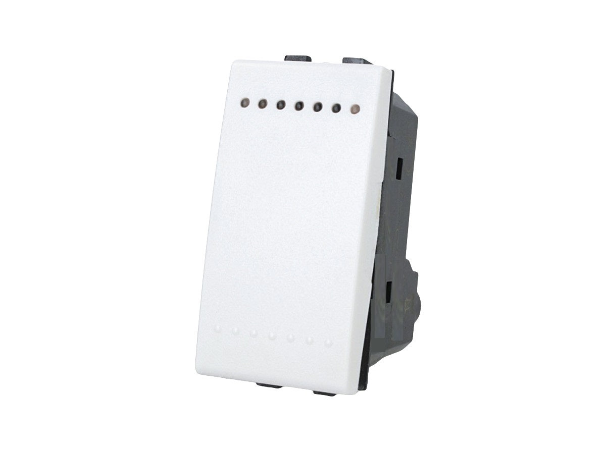 Deviatore unipolare 1P 16A 250V compatibile con BTicino Living Light e Living International - modulo da incasso per supporto e placca compatibile