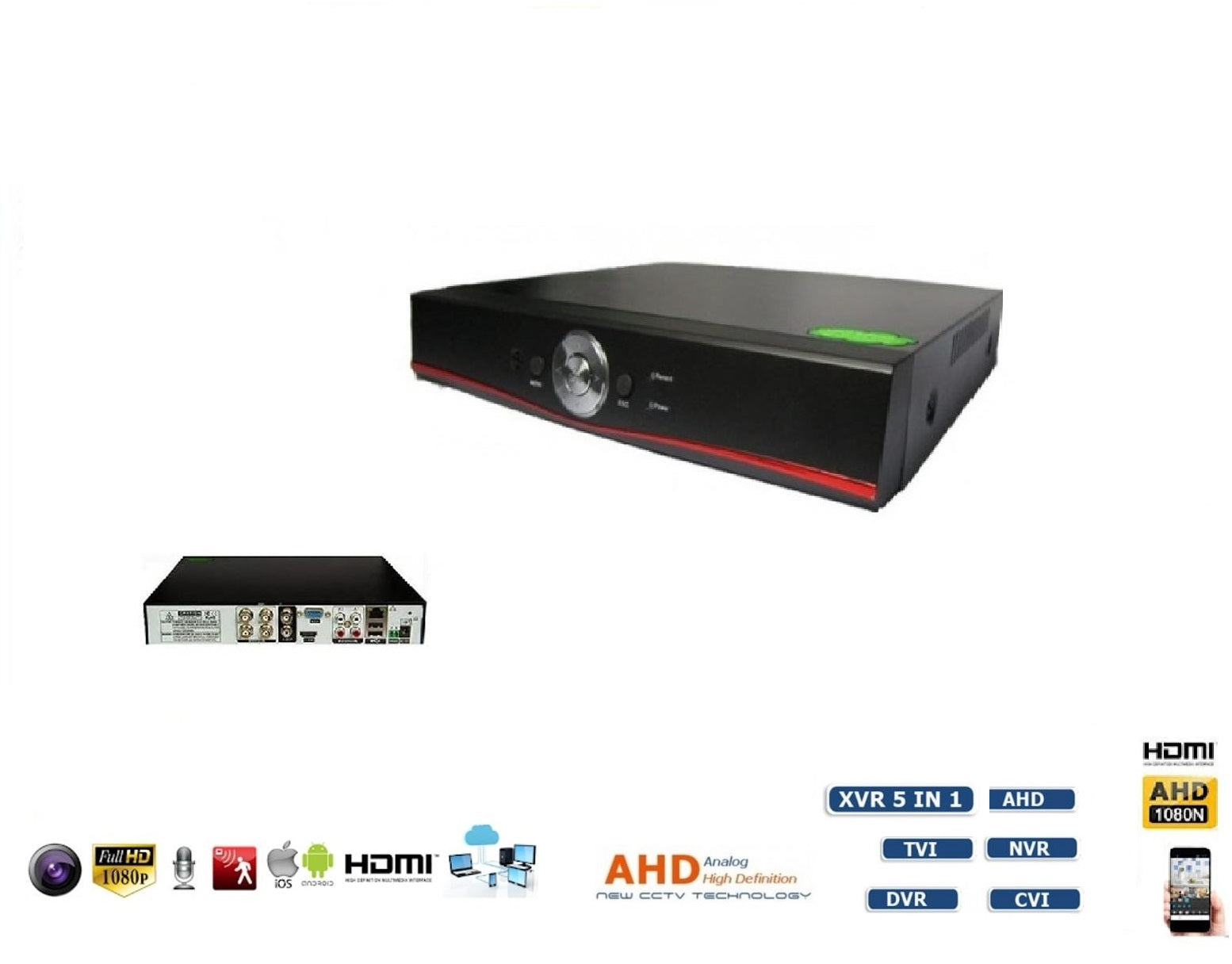 Videoregistratore XVR 5 in 1 1080N UTC - 4, 8 o 16 canali