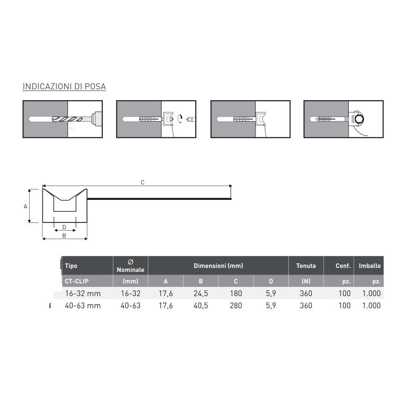 10 Pezzi Fascette con Base Fissaggio Tubi Ø16-32 mm PA6.6 - Cablaggio e impianti