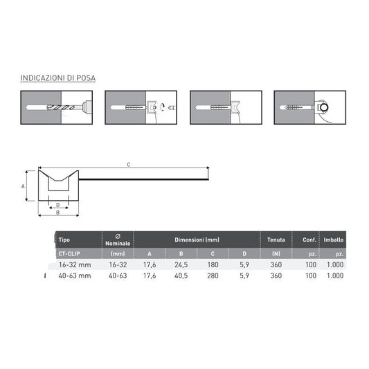 10 Pezzi Fascette con Base Fissaggio Tubi Ø16-32 mm PA6.6 - Cablaggio e impianti