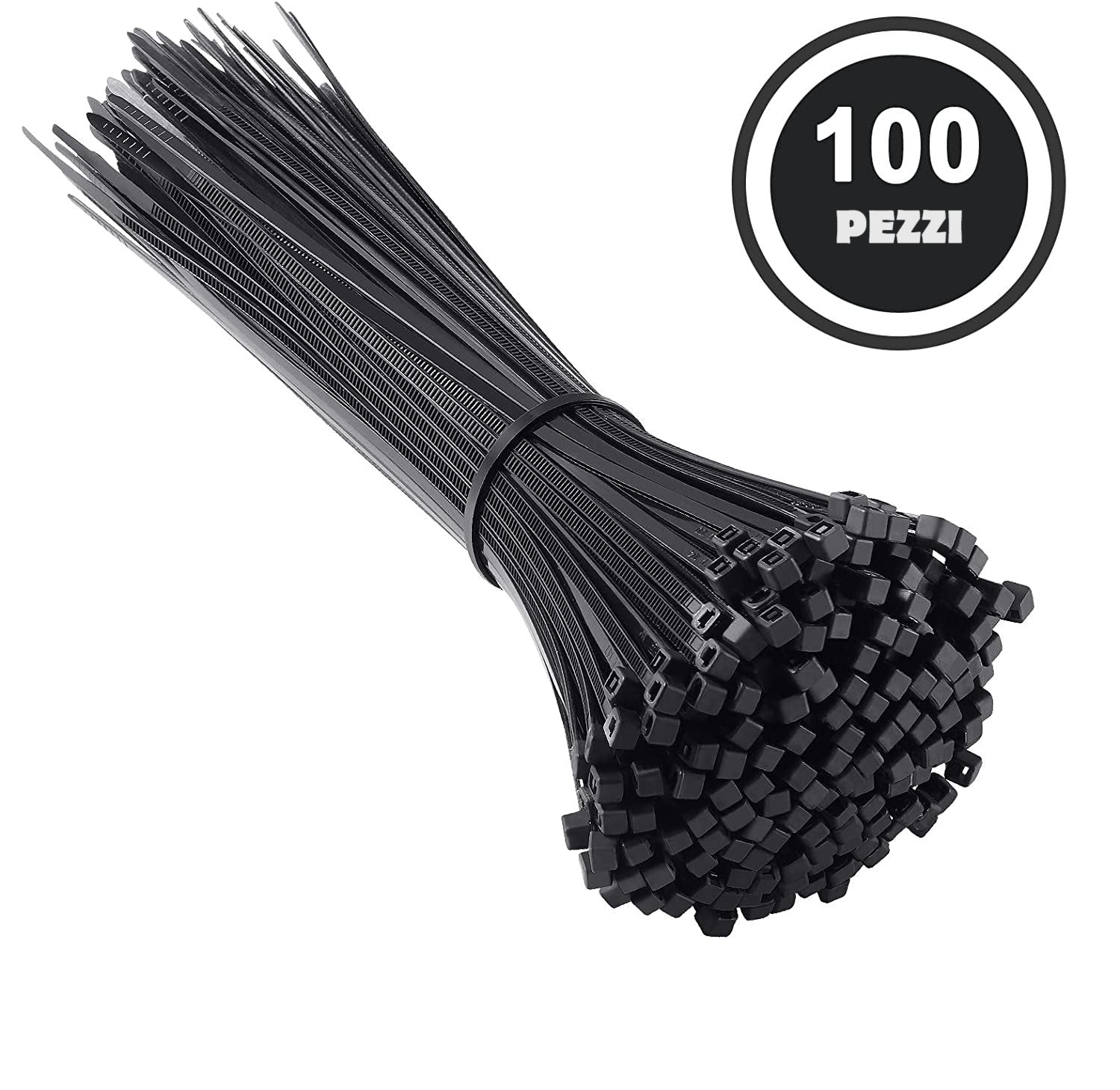 100 Fascette in plastica per cablaggio elettrico - nere o bianche
