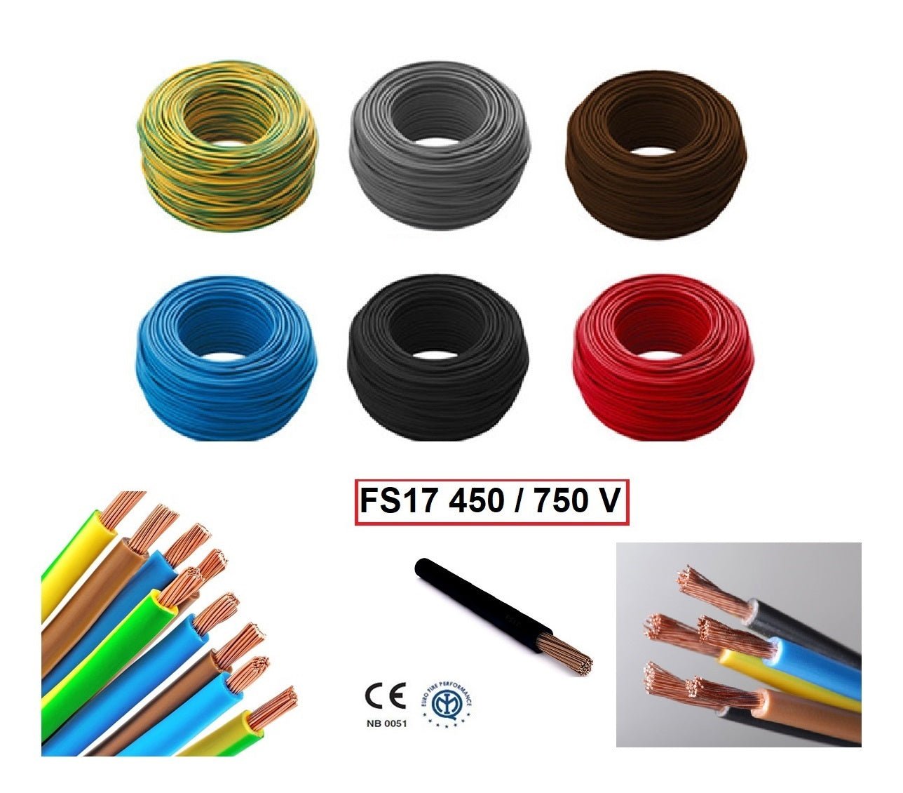 Cavo elettrico FS17 CPR ex N07V-K unipolare 450/750V - Cordina rame flessibile per impianti civili e industriali