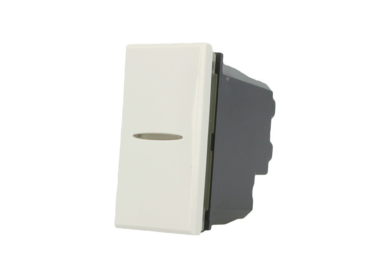 Interruttore assiale 1P 16A compatibile con BTicino Axolute - modulo da incasso per supporto e placca compatibile