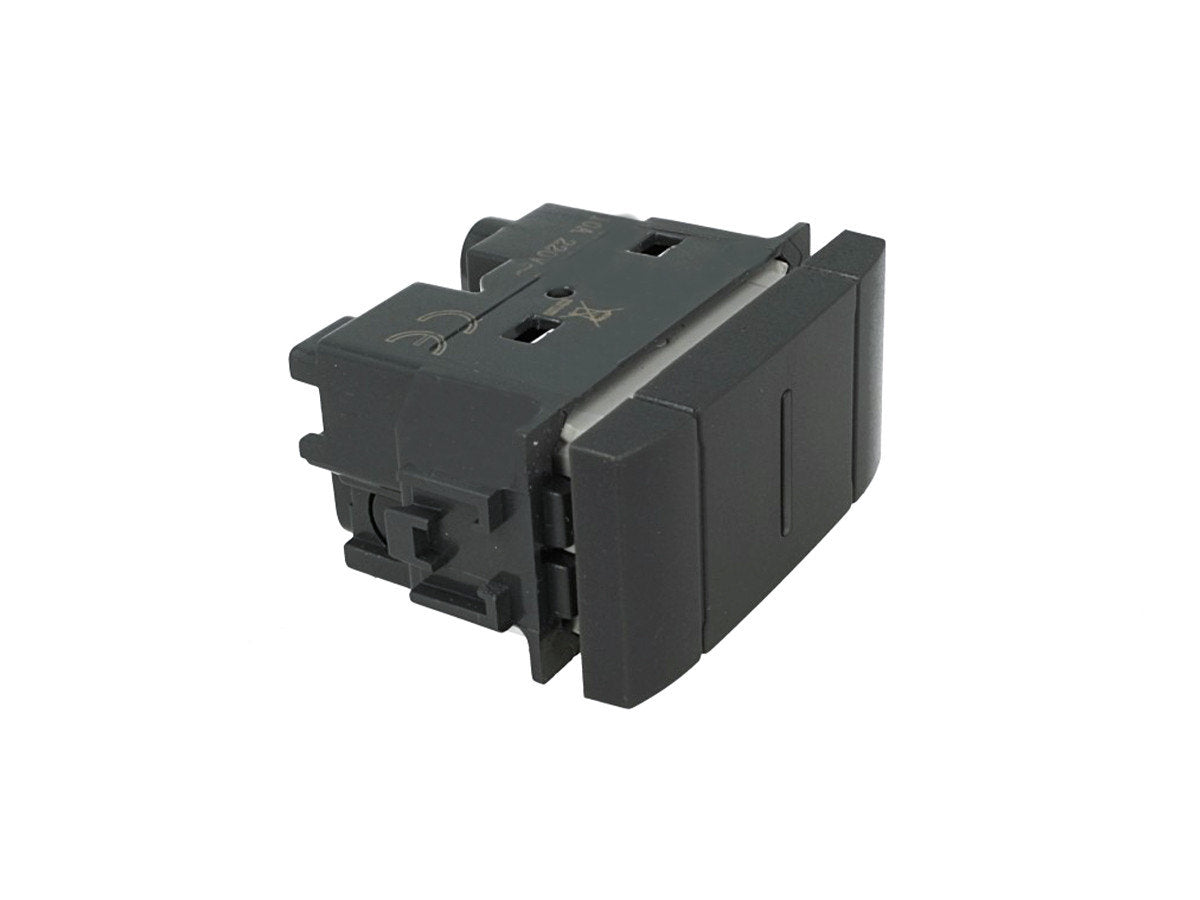 Interruttore assiale 1P 10A compatibile con BTicino Living Light e Living International - modulo da incasso per supporto e placca compatibile