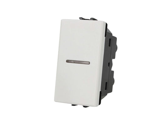 Interruttore assiale 1P 10A compatibile con BTicino Matix - modulo da incasso per supporto e placca compatibile