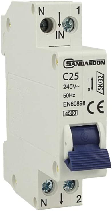 Interruttore magnetotermico 1P 25A curva C25 - 1 modulo DIN per quadro elettrico