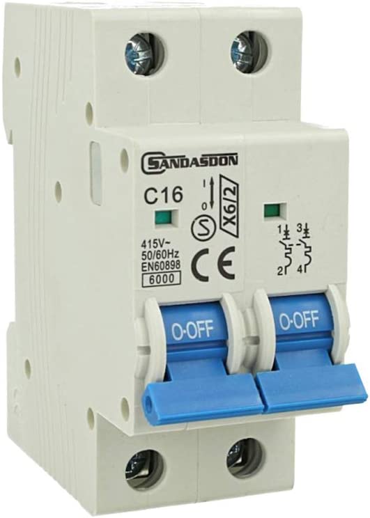 Interruttore magnetotermico 2P 16A curva C16 - 2 moduli DIN per quadro elettrico