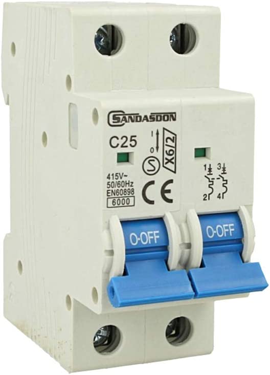 Interruttore magnetotermico 2P 20A curva C20 - 2 moduli DIN per quadro elettrico
