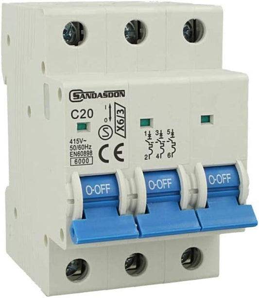 Interruttore magnetotermico 3P 16A curva C16 - 3 moduli DIN per quadro elettrico