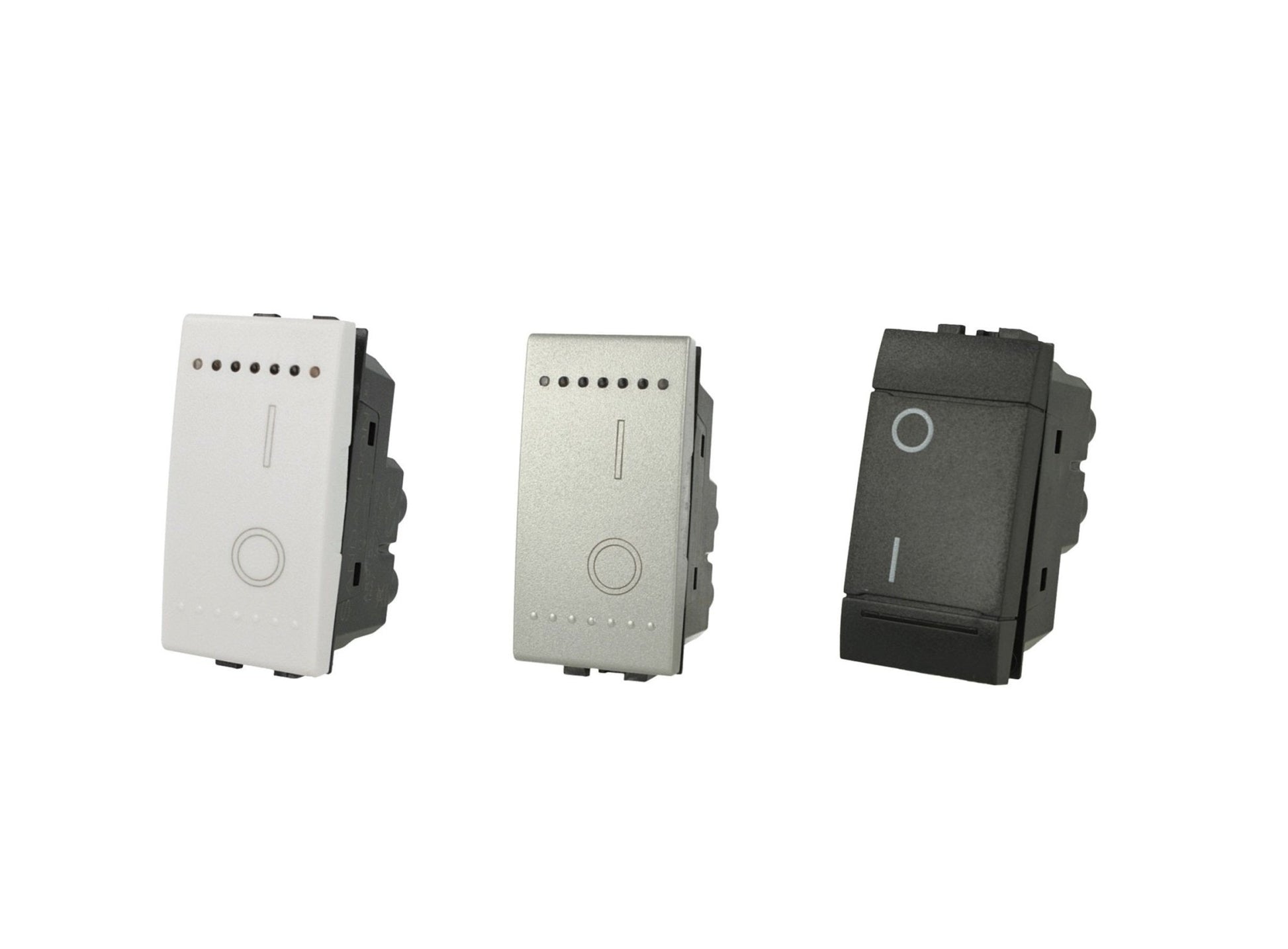 Interruttore bipolare 2P 16A 0-1 compatibile con BTicino Living Light e Living International - modulo da incasso per supporto e placca compatibile