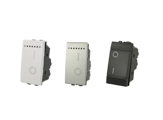 Interruttore bipolare 2P 16A 0-1 compatibile con BTicino Living Light e Living International - modulo da incasso per supporto e placca compatibile