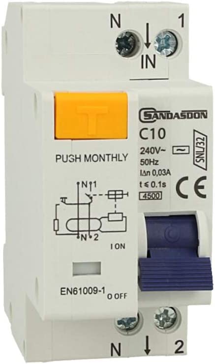 Interruttore differenziale 1P+N 32A C10 - 2 moduli DIN per quadro elettrico